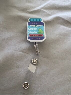 Sana Sana Frog Jar Retractable Badge Reel - Aqua & Purple
